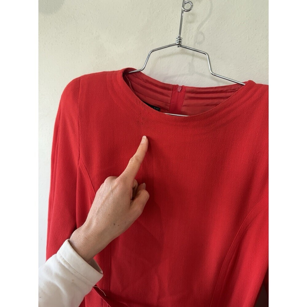 VTG Louis Feraud Women’s Long sleeve Red Wool Midi Dress 12 Vintage - Picture 5 of 9